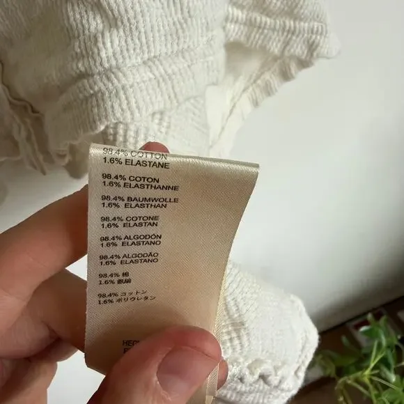 Free People Walk In The Park Top in Cream White Cotton Ruffle Lace Blouse Size S - Picture 6 of 7